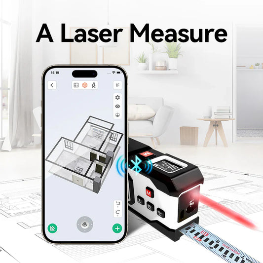 Laser Tape Measure 3-in-1,Bluetooth APP,Create your 3D floor plan,Rechargeable High-precision Infrared Room Measuring Tool